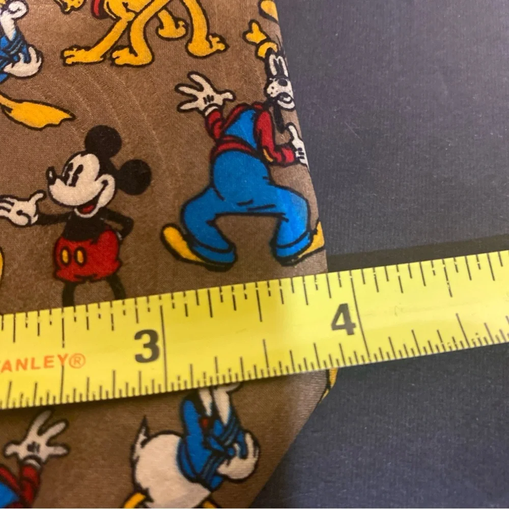 Vintage Mickey Inc. Brown‎ 100% Silk AOP Cartoon Character Neck tie Pluto Goofy